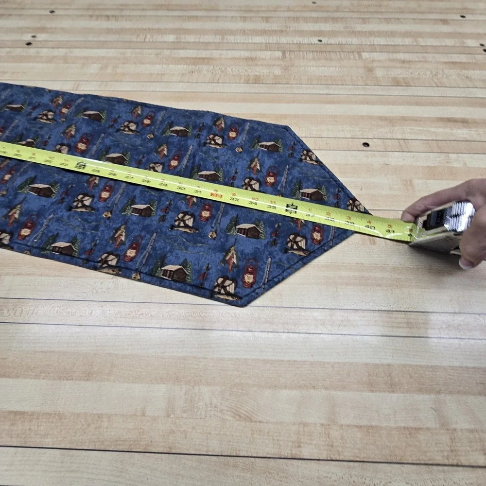 Vintage Handmade Quilted Table Runner Lodge Fishing Cabin‎ Moose Blue 11.5